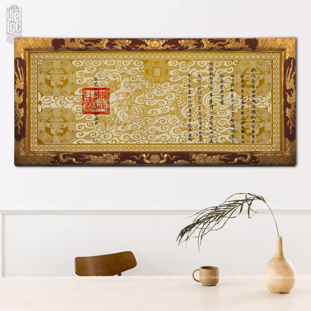 Khung sắc phong gỗ mít sơn son thiếp vàng - Ảnh 3