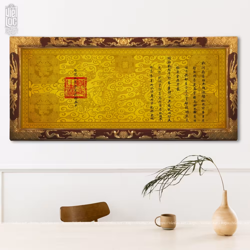 Khung sắc phong gỗ mít sơn son thiếp vàng - Ảnh 4