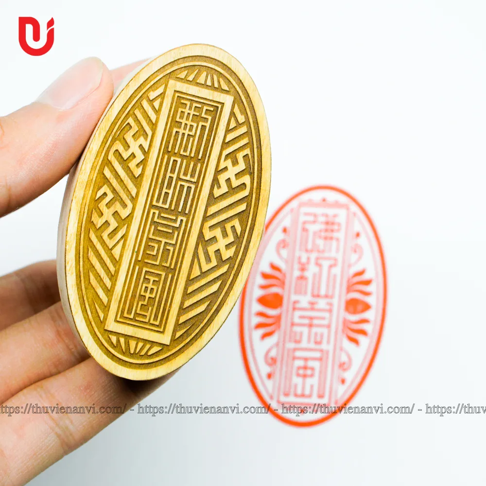 Dấu triện Phật Tổ Tông Phong bầu dục 4x7cm gỗ - Ảnh 2