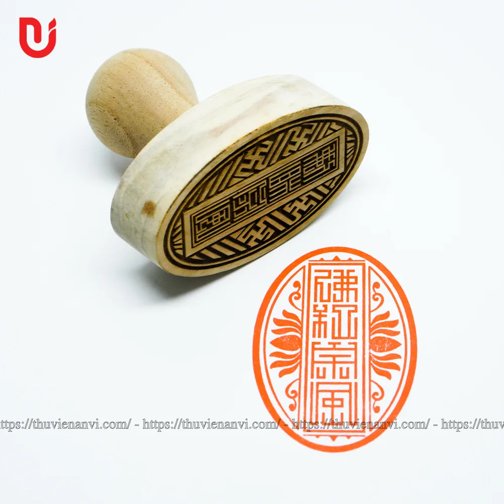 Dấu triện Phật Tổ Tông Phong bầu dục 4x7cm gỗ - Ảnh 5